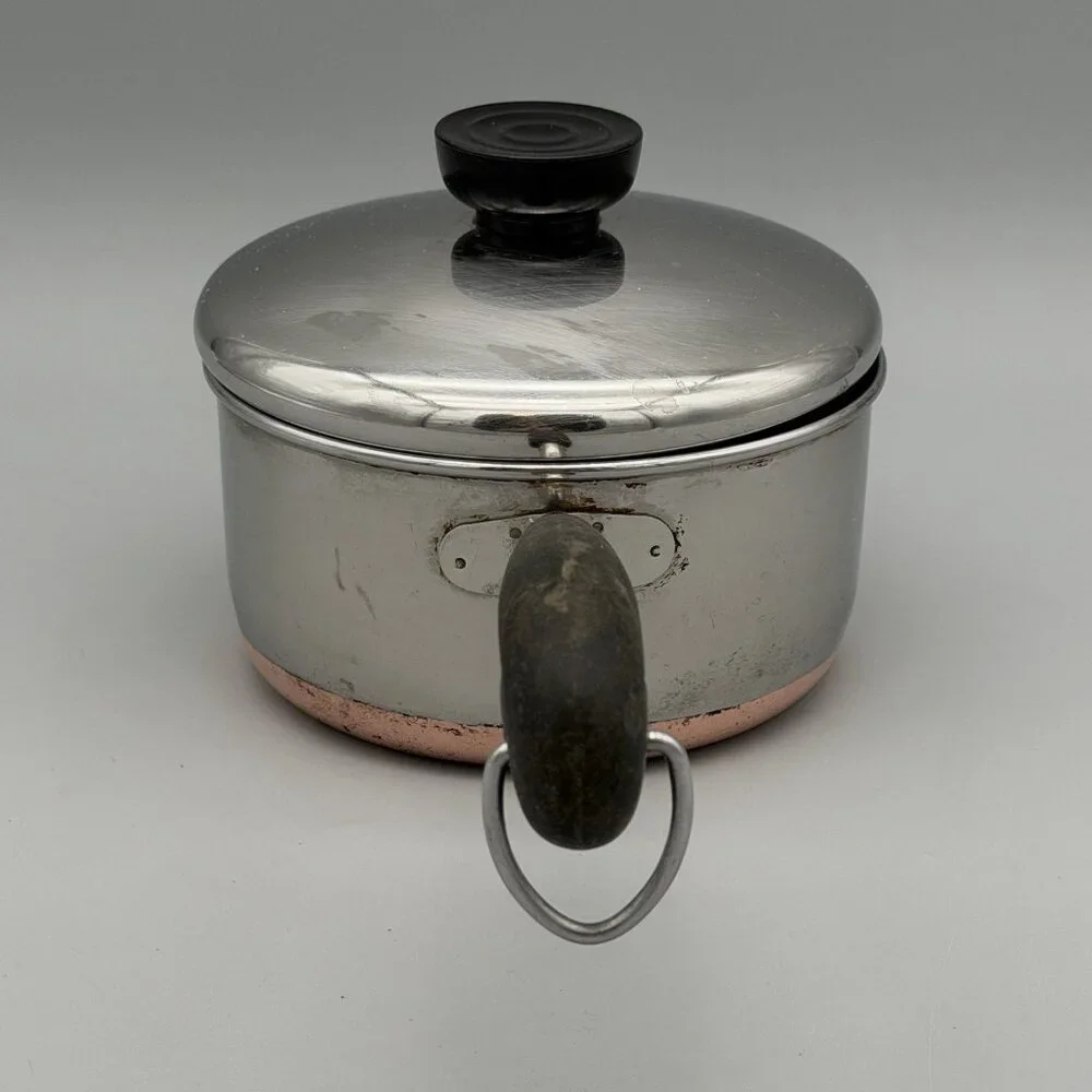 Vintage Revere Ware 1801 1 Qt. Sauce Pan Pot with Copper Bottom & Lid
